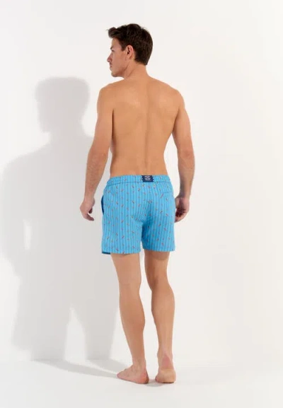 Hom Espelette Beach Boxer In Turquoise Print