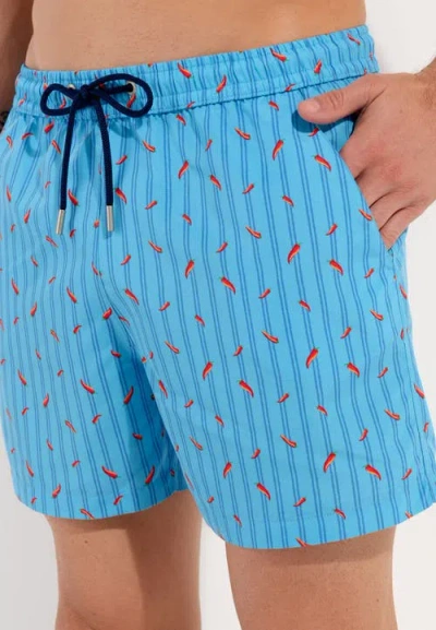 Hom Espelette Beach Boxer In Turquoise Print