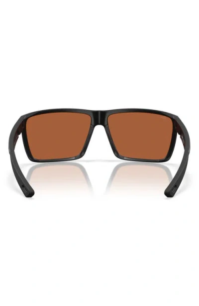 Costa Del Mar Rinconcito 60mm Polarized Rectangular Sunglasses In Matte Black/green Mirror 580p