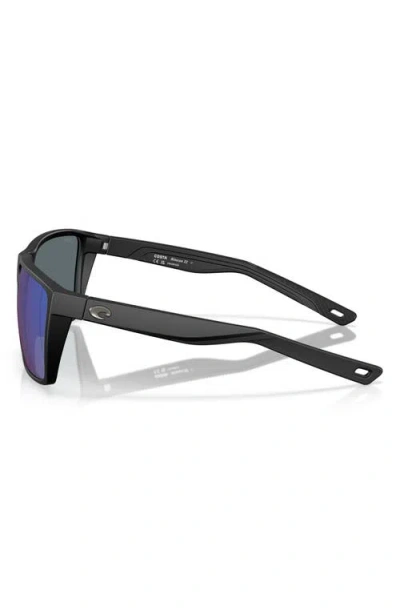 Costa Del Mar Rincon Ii 64mm Mirrored Polarized Oversize Rectangular Sunglasses In Black