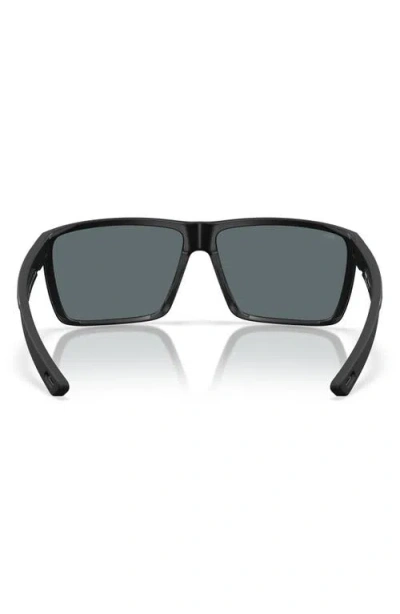 Costa Del Mar Rincon Ii 64mm Mirrored Polarized Oversize Rectangular Sunglasses In Black