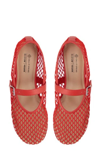 Call It Spring Elyiaa Net Mary Jane Flat In Red