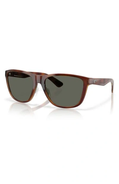 Costa Del Mar 57mm Polarized Rectangular Sunglasses In Brown