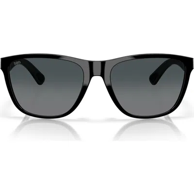 Costa Del Mar 57mm Polarized Rectangular Sunglasses In Black