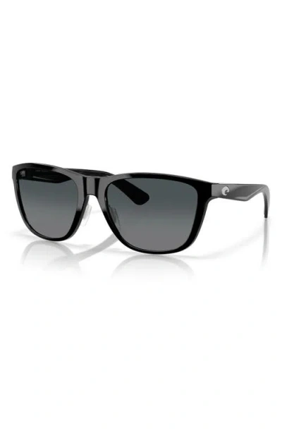Costa Del Mar 57mm Polarized Rectangular Sunglasses In Black