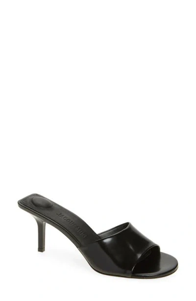 Jacquemus 70mm Leather Open-toe Mules In Black