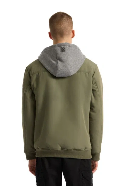 Ecko Unltd Don't Give Up Faux Shearling Varsity Jacket In Olive