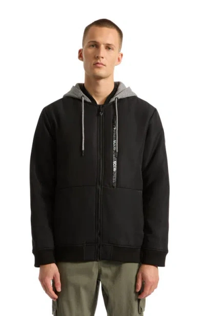 Ecko Unltd Don't Give Up Faux Shearling Varsity Jacket In Black/grey Marled