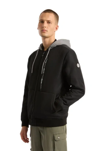 Ecko Unltd Don't Give Up Faux Shearling Varsity Jacket In Black/grey Marled