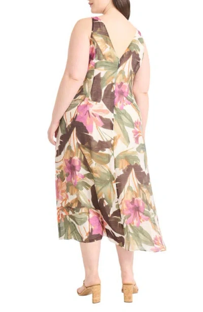 Maggy London Plus Size Printed Sleeveless Midi Dress In Multi