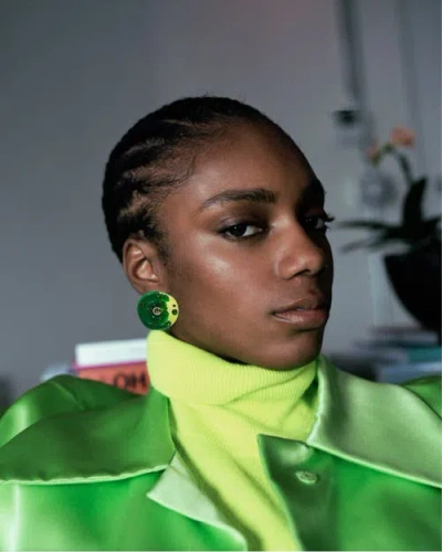 Fry Powers Gem + Enamel Stacking Ring In Zucchini/fern Green