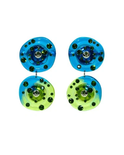 Fry Powers Gem + Enamel Stacking Ring In Zucchini/fern Green