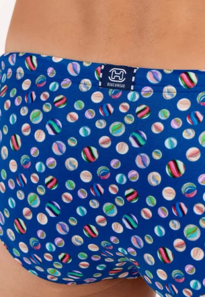 Hom Socoa Swim Micro Briefs In Navy Print