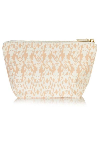 Shop Aurelia Probiotic Skincare Signature Printed Cotton-canvas Cosmetics Case - Peach