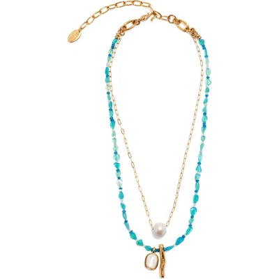 Lizzie Fortunato Pearl-detailing Necklace In Blue Multi