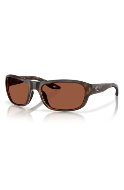 Costa Del Mar Clipperton 58mm Polarized Rectangular Sunglasses In Brown