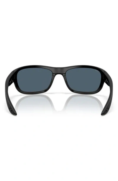 Costa Del Mar Clipperton 58mm Polarized Rectangular Sunglasses In Matte Black/gray 580p