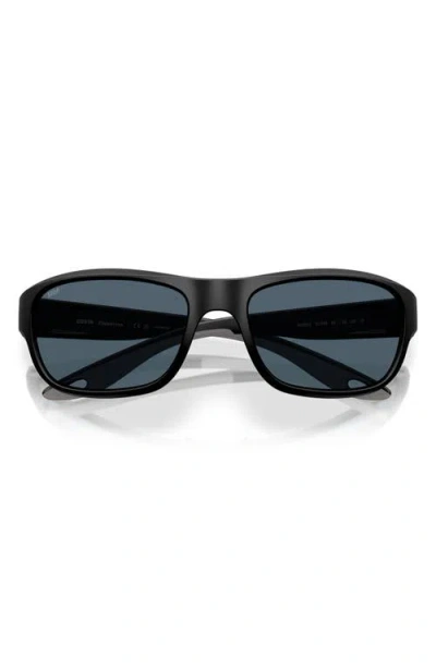 Costa Del Mar Clipperton 58mm Polarized Rectangular Sunglasses In Matte Black/gray 580p