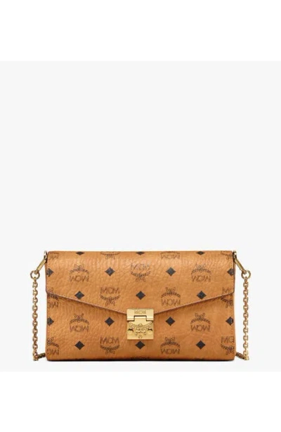 Mcm Tracy Crossbody Wallet In Visetos In Cognac