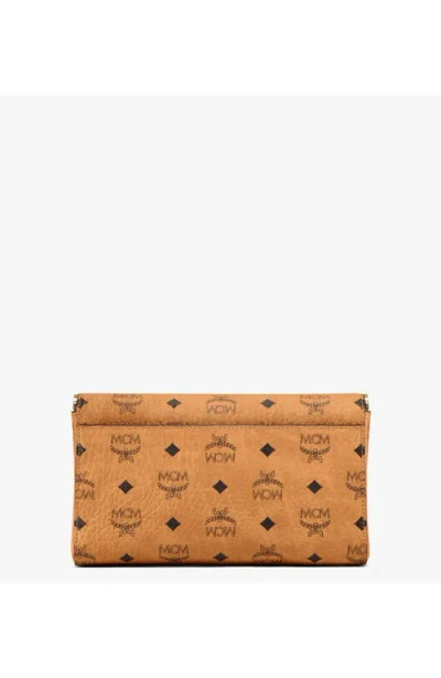 Mcm Tracy Crossbody Wallet In Visetos In Cognac