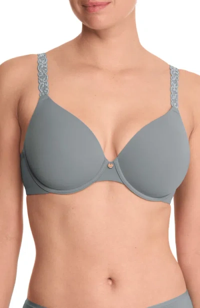 Natori Women's Pure Luxe Custom Coverage Contour Underwire Bra 732080 In Seaglass/mink