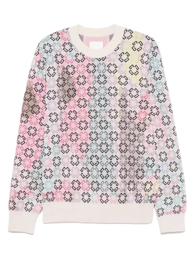 Givenchy Multicolor Sweater In Monogram 72 Cotton In Pink