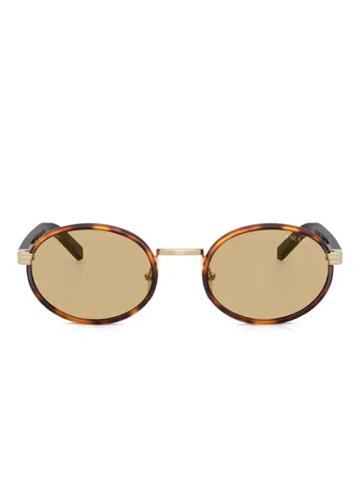 Prada Womens Brown Pr B56s Round-frame Tortoiseshell Metal Sunglasses In Brown
