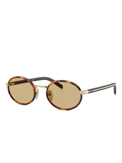 Prada Womens Brown Pr B56s Round-frame Tortoiseshell Metal Sunglasses In Brown
