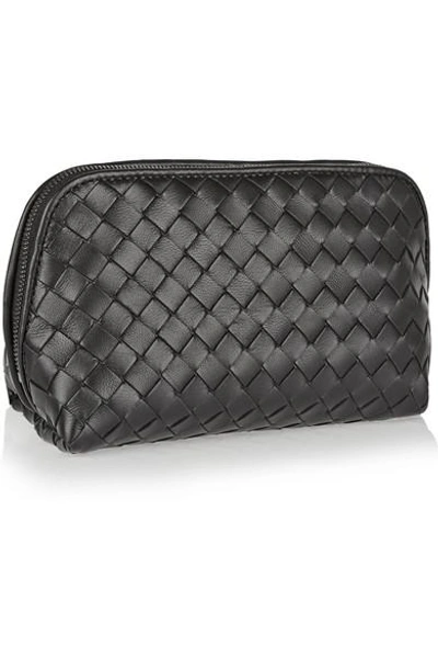 Shop Bottega Veneta Intrecciato Leather Cosmetics Case In Black