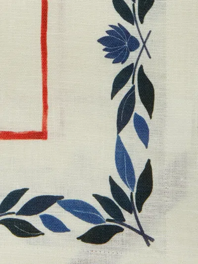 La Doublej Medium Wildbird Linen Tablecloth In White