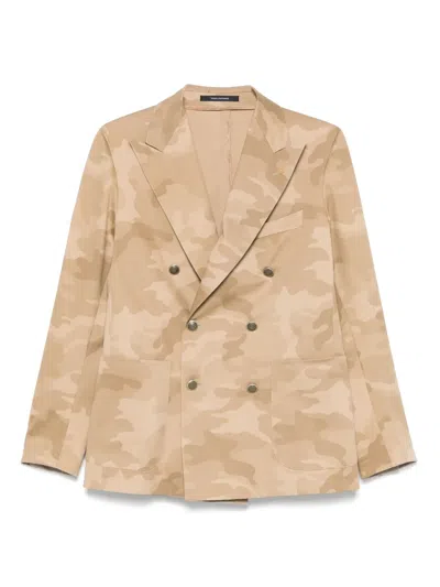 Tagliatore Camouflage-pattern Blazer In Neutrals