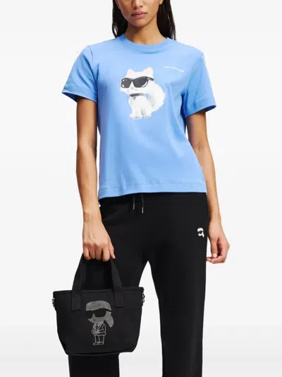 Karl Lagerfeld Ikon Rhinestones Tote Bag In Black