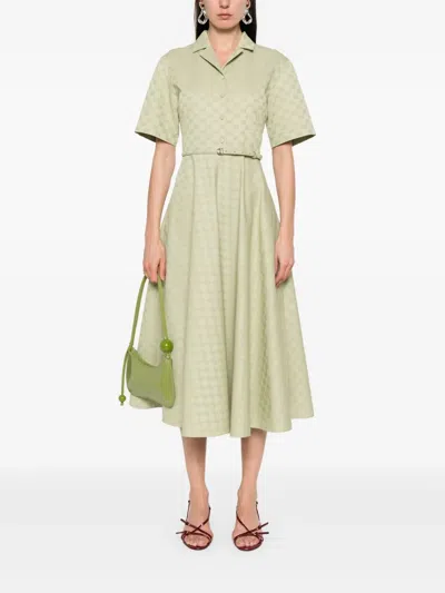 Gucci Mid-length Gg Cotton Gabardine Dress In Green