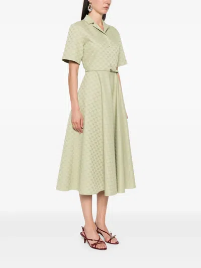Gucci Mid-length Gg Cotton Gabardine Dress In Green