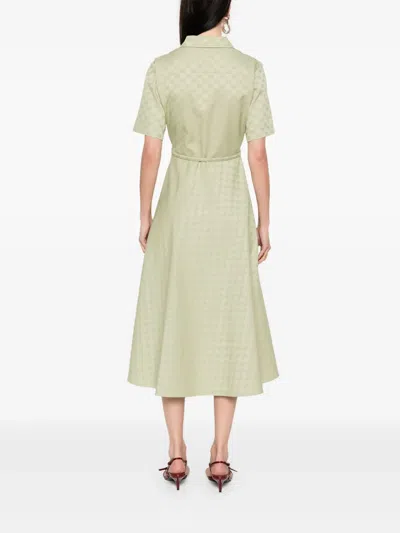 Gucci Mid-length Gg Cotton Gabardine Dress In Green