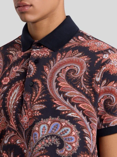 Etro Multicolor Paisley Flowers Polo In Brown