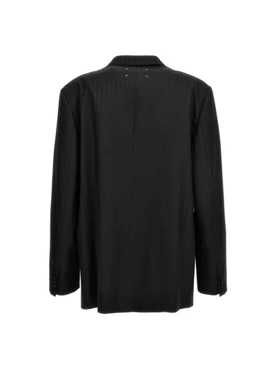 Maison Margiela Striped Single Breast Blazer Jacket In Black