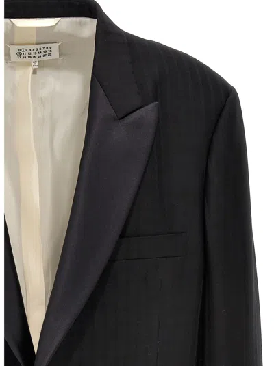 Maison Margiela Striped Single Breast Blazer Jacket In Black