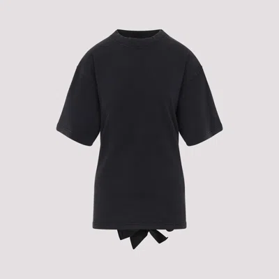 Balenciaga Lace Up Back Bow Detail T-shirt In Faded Washed Black
