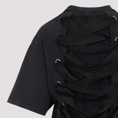 Balenciaga Lace Up Back Bow Detail T-shirt In Faded Washed Black