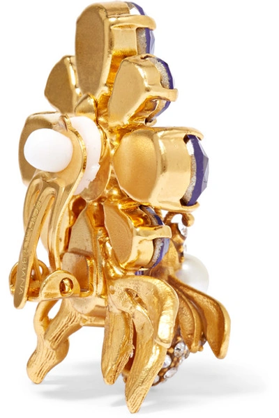 Shop Dolce & Gabbana Gold-plated, Swarovski Crystal And Faux Pearl Clip Earrings