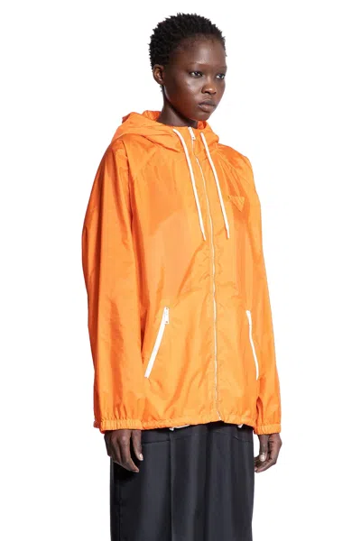 Prada Orange Raincoat In Lightweight Re-nylon