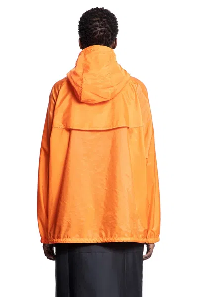 Prada Orange Raincoat In Lightweight Re-nylon