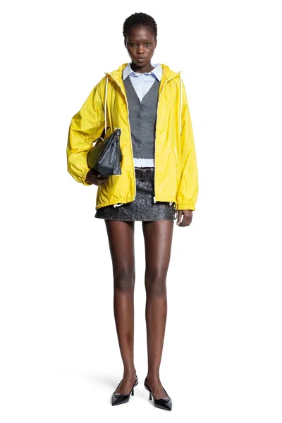 Prada Yellow Raincoat In Lightweight Re-nylon In Multi