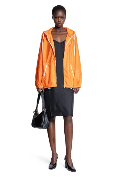 Prada Orange Raincoat In Lightweight Re-nylon