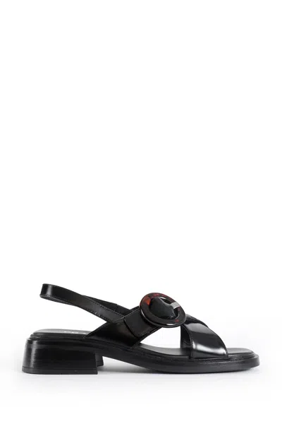 Prada Brused Leather Sandals In Black