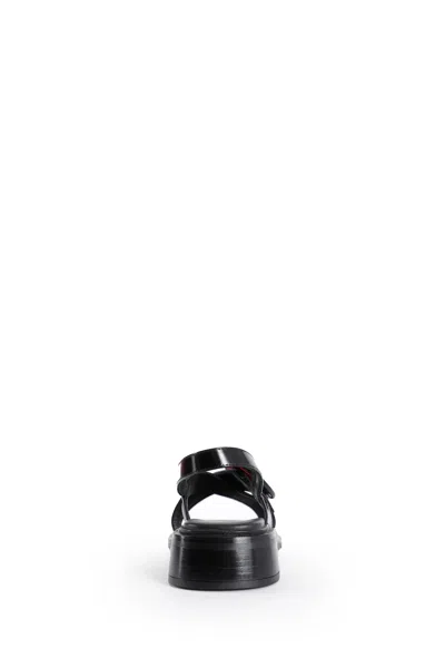 Prada Brused Leather Sandals In Black