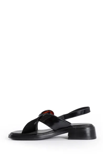 Prada Brused Leather Sandals In Black
