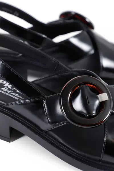 Prada Brused Leather Sandals In Black