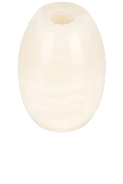 Loren Stewart Ovoid Candle Holder In White Onyx